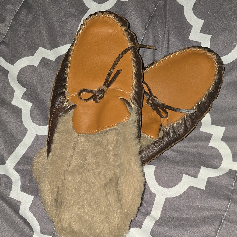 Women's Tan and Brown Moccasins